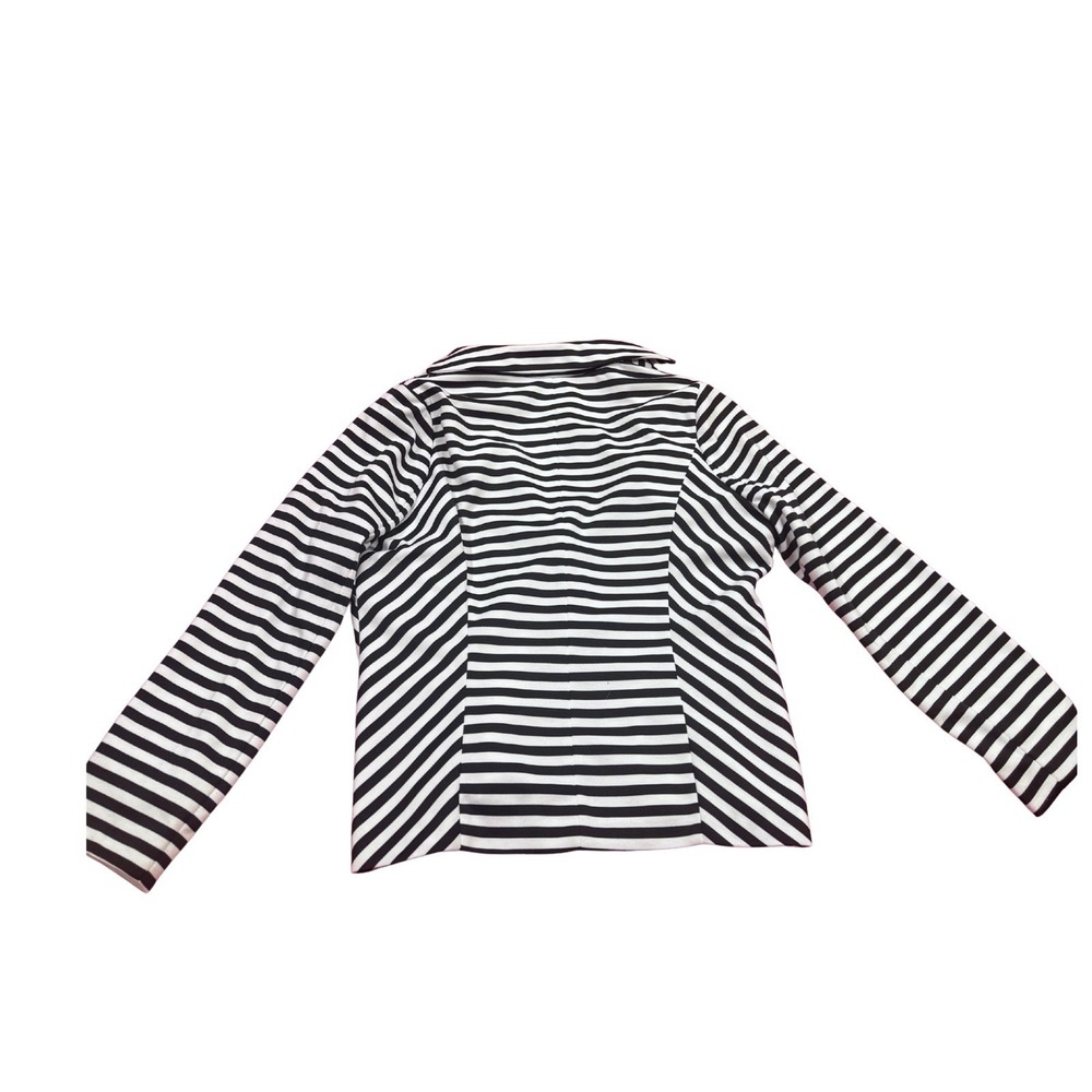 Womens Blazer M Black White‎ Striped Business Casual Office Classic Preppy Chic